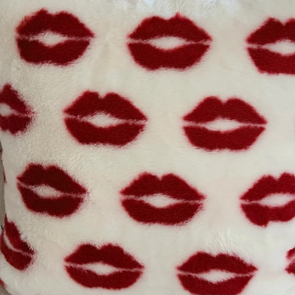 Cupcakes & Cashmere Red and White Kiss Print Pillow